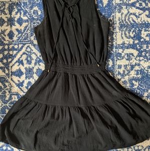 Black Davina Poly Sleeveless Dress With Elastic Cinched Waist Size S